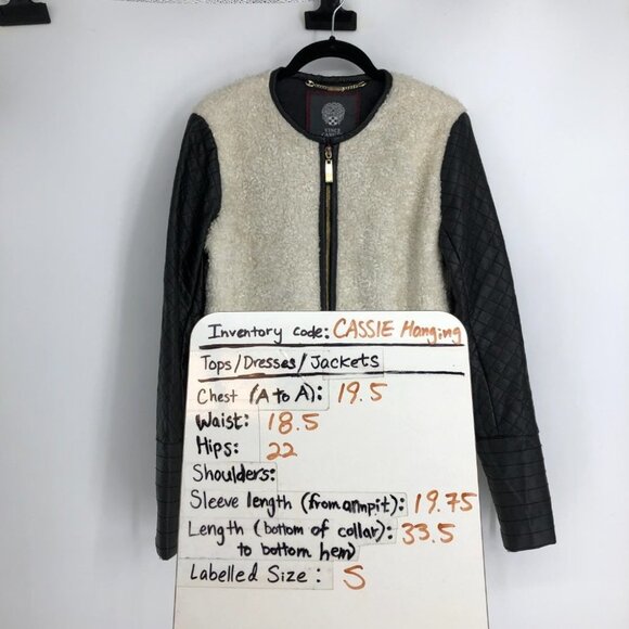 Vince Camuto cream & black shearling faux leather trench coat size  S - Picture 15 of 16